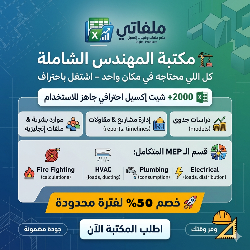 مكتبة المهندس - اكثر من 2000 ملف اكسيل